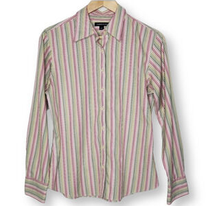 Lands End Pinstripe Button Down Multicolored Sz 10